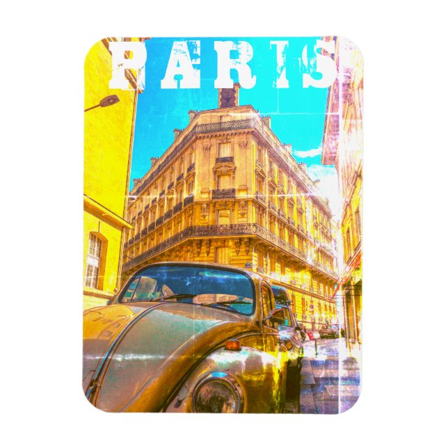 Ímã France Architecture French Street Old Car Paris (Vertical)