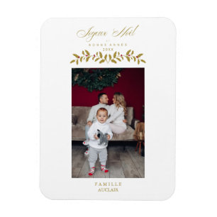 Ímã Francês Moderno Elegante Joyeux Noël Foto Família