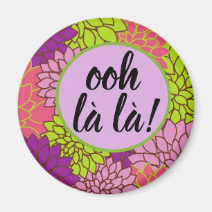 Imã Francês Ooh la la! Ímã Floral Rosa Verde Roxo