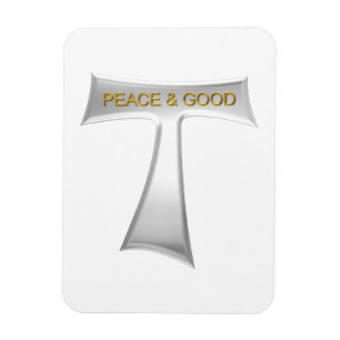 Ímã Franciscan Tau Cross Peace e Good Silver & Dourado