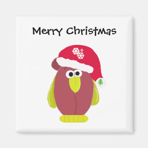 Imã Frango de Natal engraçado em um chapéu de Papai No
