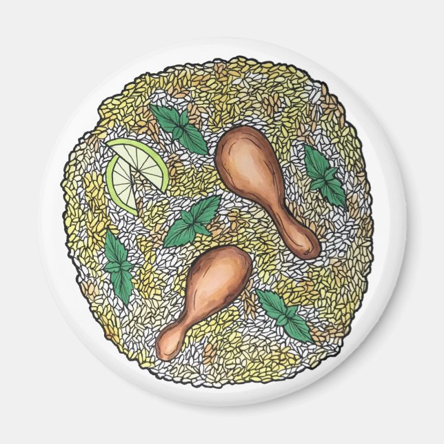 Imã Frango delicioso Biryani Comida culinária indiana (Frente)