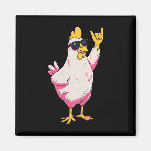 Imã Frango Engraçado Cartoon Retro Estilo Humor De Ave