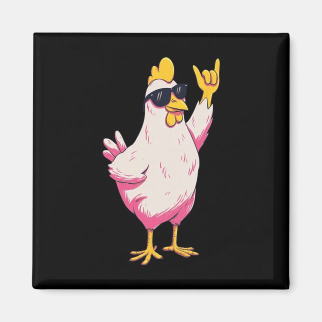 Imã Frango Engraçado Cartoon Retro Estilo Humor De Ave (Frente)