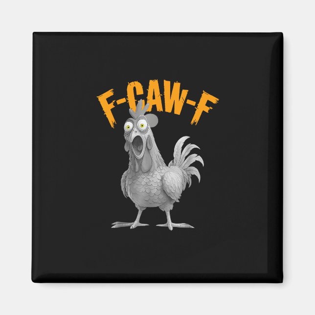 Imã Frango F-Caw-F engraçado Frango F-Caw-F retrô clás (Frente)