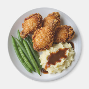 Imã Frango Frito, Purê de Batatas e Feijão Verde