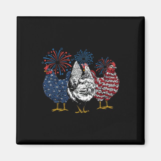 Imã Frango Patriótico Dos Eua 4 De Julho Dia Da Indepe (Frente)