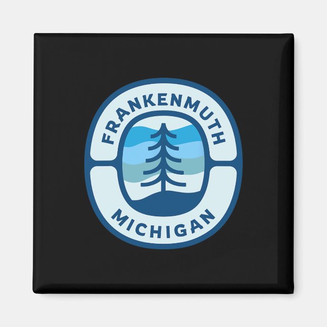 Imã Frankenmuth Michigan Mi Retro Winter Forest Souven (Frente)