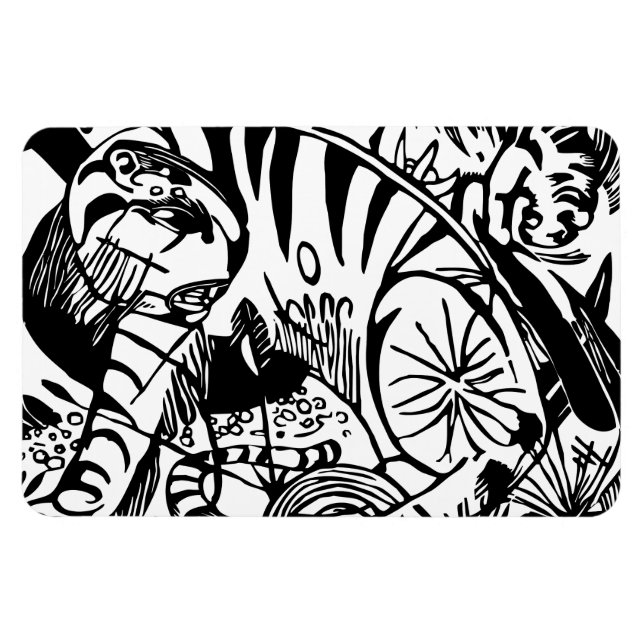 Ímã Franz Marc - Tigre Negro e Branco - Abstrato Art (Horizontal)