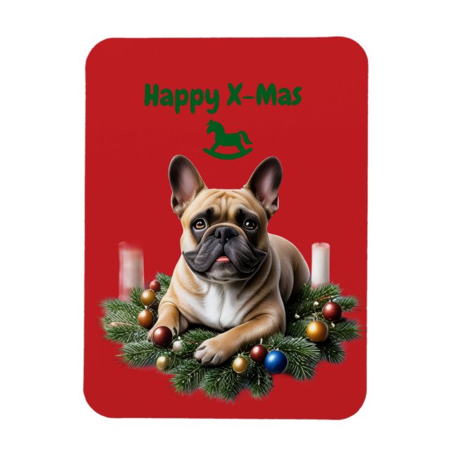 Ímã Französische Bulldogge French Bulldog  Weihnachten (Vertical)