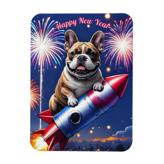 Ímã Französische Bulldogge Neujahr lustig Rakete