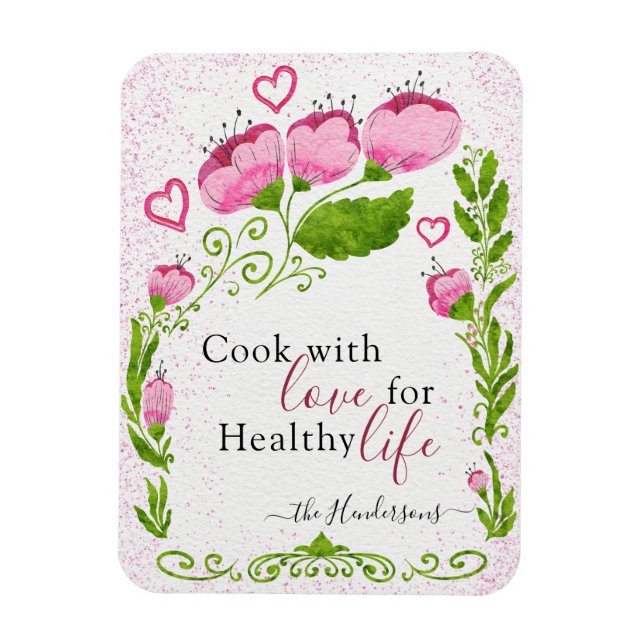 Ímã Frasco de Motivação Nome da Família Flores Cor-de- (Vertical)