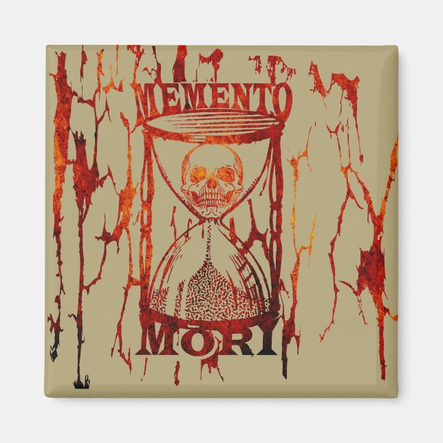 Imã Frase em Latim - Aproveite o Dia - Caveira Memento (Frente)