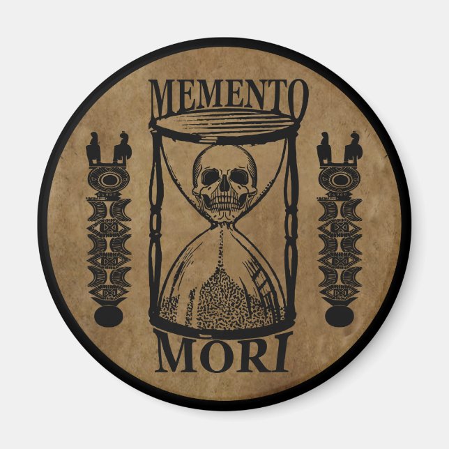Imã Frase em Latim - Aproveite o Dia - Caveira Memento (Frente)