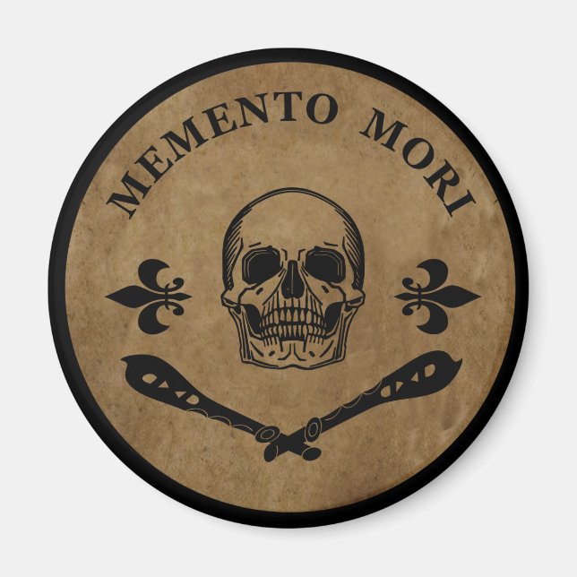 Imã Frase em Latim - Aproveite o Dia - Caveira Memento (Frente)