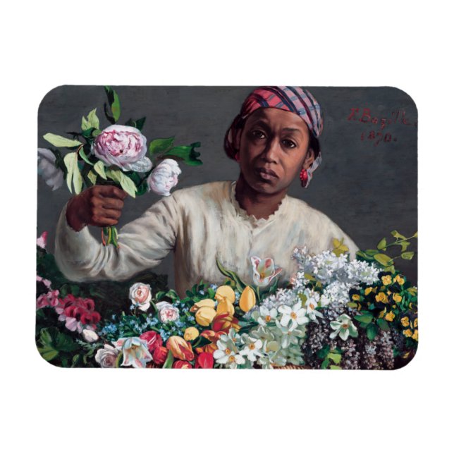 Ímã Frederic Bazille - Jovem Mulher com Peonias (Horizontal)