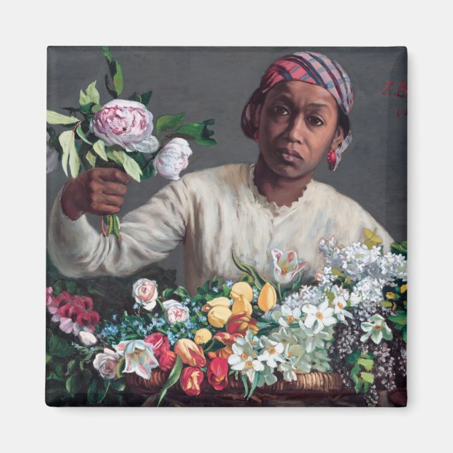 Imã Frederic Bazille - Jovem Mulher com Peonias (Frente)