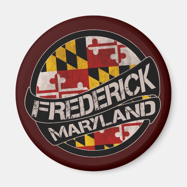 Imã Frederick Maryland flag grunge magnet (Frente)