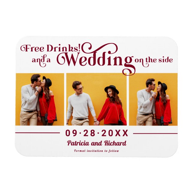 Ímã Free Drinks Wedding Salvar O Magnete Fotográfico D (Horizontal)
