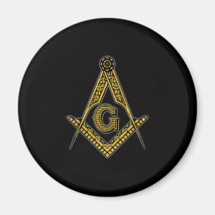 Imã Freemason (preto & ouro)