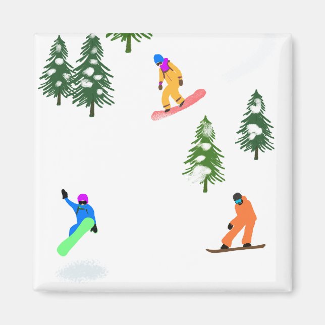 Imã Freeride Snowboarder Snowboard (Frente)