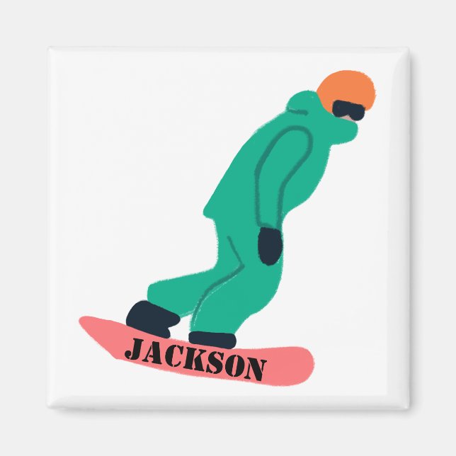 Imã Freeride Snowboarder Snowboard Stencil (Frente)