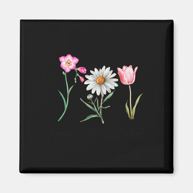 Imã Freesia Daisy Tulip Flor Subtil Haste Nature Resi (Frente)