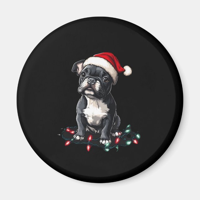 Imã French Bulldog Christmas Lights Xmas Dogs Gifts Me (Frente)