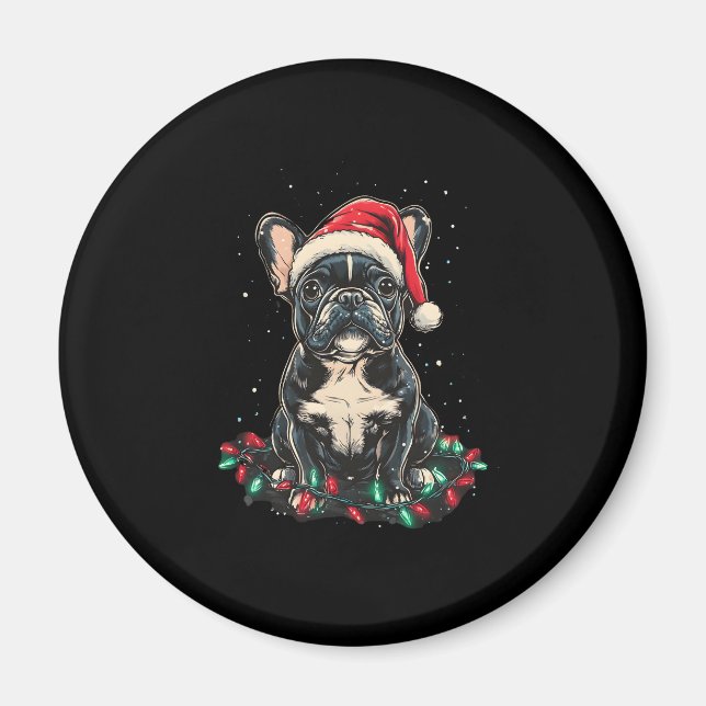 Imã French Bulldog Christmas Lights Xmas Dogs Gifts Me (Frente)