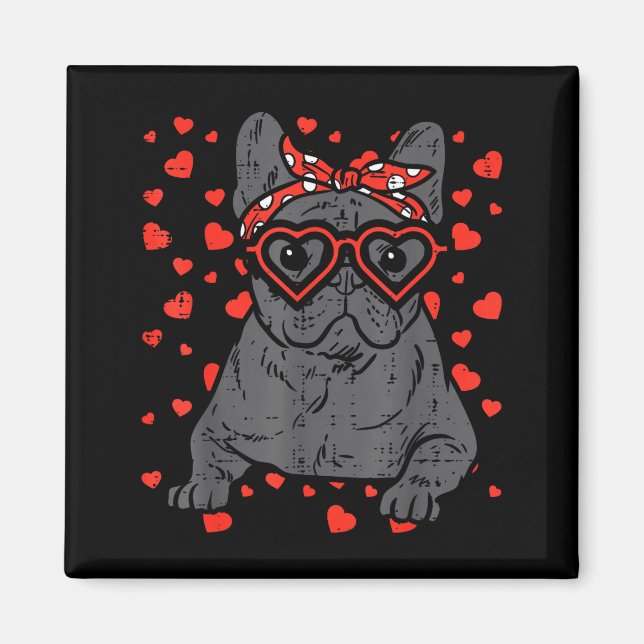 Imã French Bulldog Heart Gles Valentine Day Frenchie D (Frente)