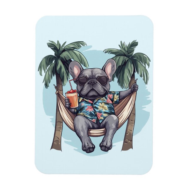 Ímã French Bulldog In Hawaiian Top (Vertical)