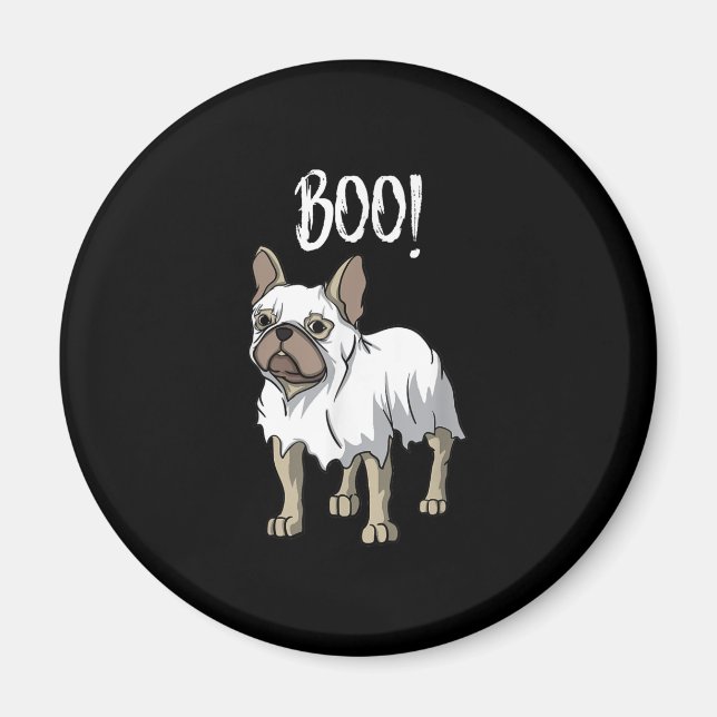 Imã Frenchie Ghost Costume Funny Bulldog Halloween (Frente)