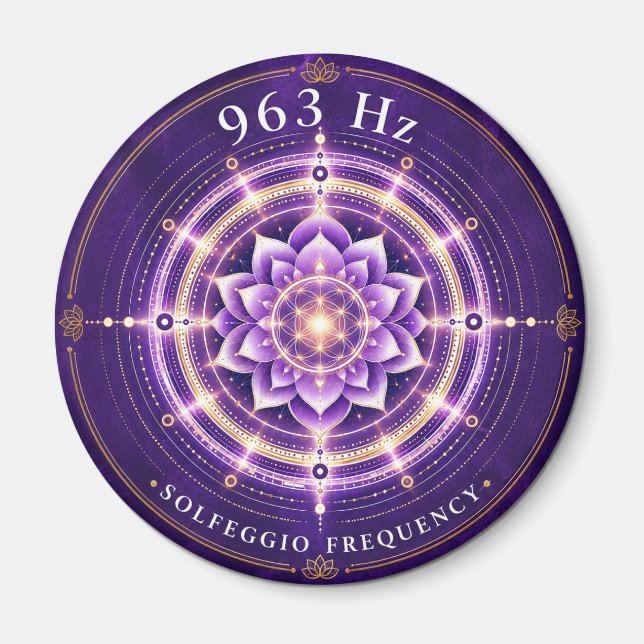 Imã Frequência Solfeggio 963 Hz Ímã | Flor da Vida (Frente)