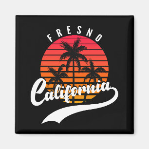 Imã Fresno Retro Sunset E Palmeiras Magnet