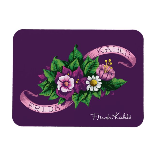 Ímã Frida Kahlo | Buquê Floral Roxo (Horizontal)