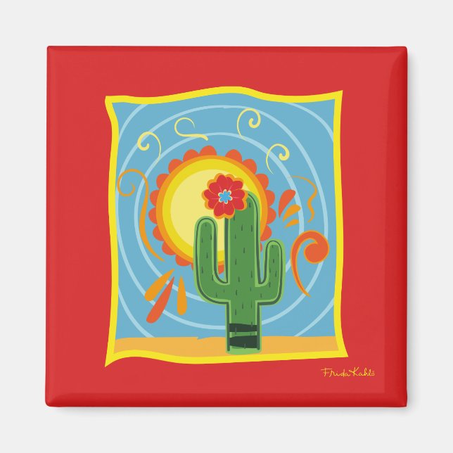 Imã Frida Kahlo Cactus Graphic (Frente)