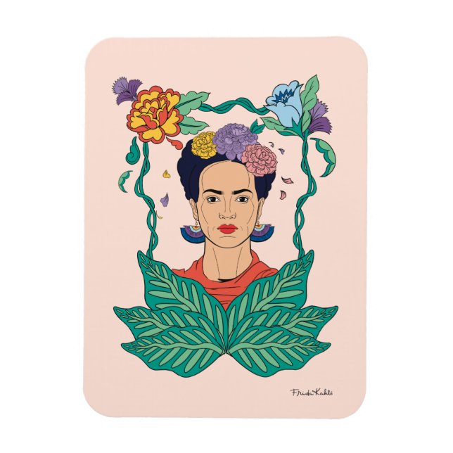 Ímã Frida Kahlo Floral Frame Graphic (Vertical)