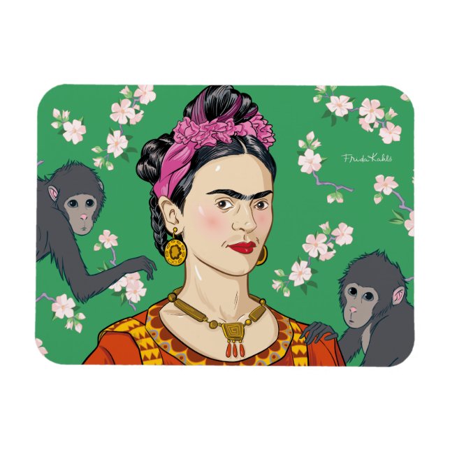 Ímã Frida Kahlo Monkey Graphic (Horizontal)