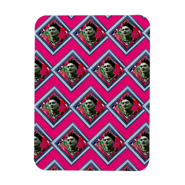 Ímã Frida Kahlo Retro Denim Diamond (Vertical)