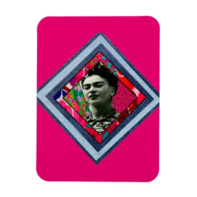 Ímã Frida Kahlo Retro Denim Diamond (Vertical)