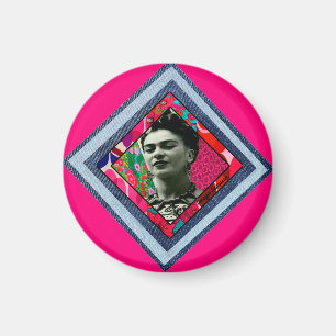 Imã Frida Kahlo Retro Denim Diamond
