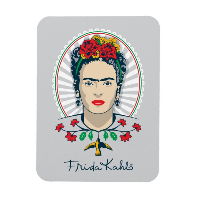 Ímã Frida Kahlo | Vintage Floral (Vertical)