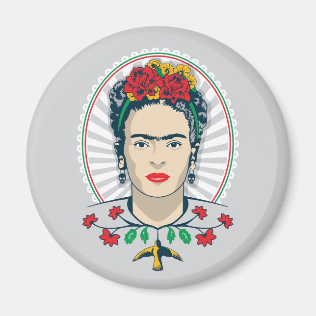 Imã Frida Kahlo | Vintage Floral (Frente)
