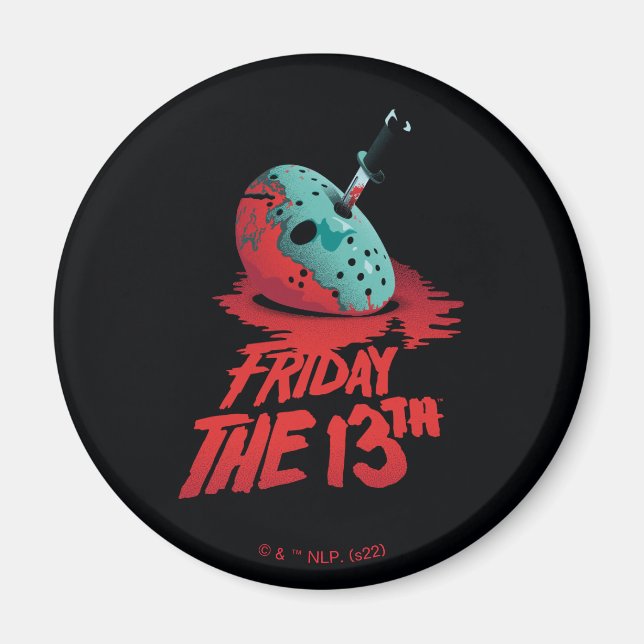Imã Friday the 13th | Knife Through Blue Hockey Mask (Frente)