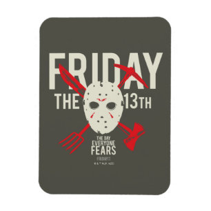 Ímã Friday the 13th   Weapons Cross Hockey Mask