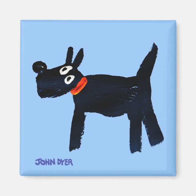 Imã Fridge Art: John Dyer Blue Bella Scotty Dog Magnet (Frente)