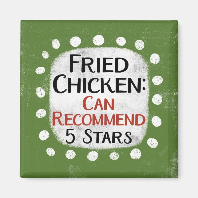 Imã Fried Chicken Review 5 Stars Refrigerator Magnet (Frente)