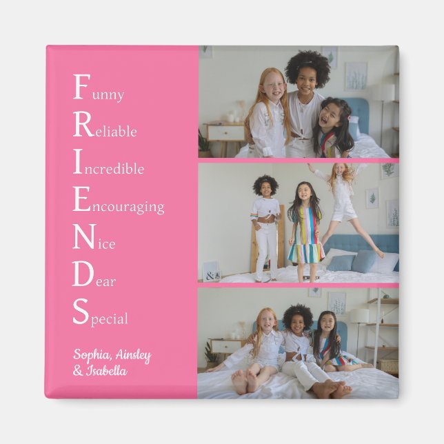 Imã FRIENDS Foto Personalizada Rosa (Frente)