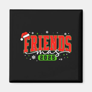 Imã Friendsmas 2025 Amigos Chapéu de Papai Noel Feliz