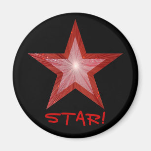 Imã Frigideira Red Star 'STAR'! preto arredondado